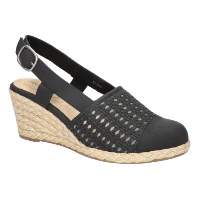 Easy Street Women's Taffy Espadrille Wedges, Black, 9W