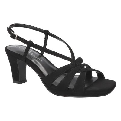 Easy Street Women's Valorie Sqaure Toe Platform Sandals, Black, 7.5N