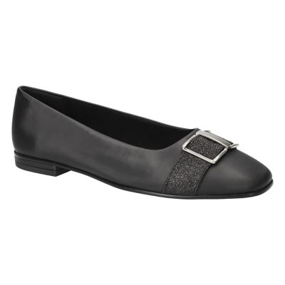 Easy Street Women's Keely Square Toe Flats, Black, 7W