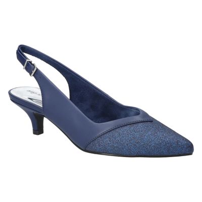 Easy Street Women's Vivid Slingback Pumps, Navy Blue, 7M