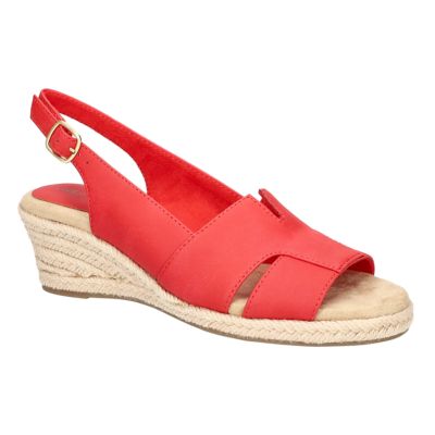 Easy Street Women's Resort Espadrille Wedge Sandals, Red, 9M