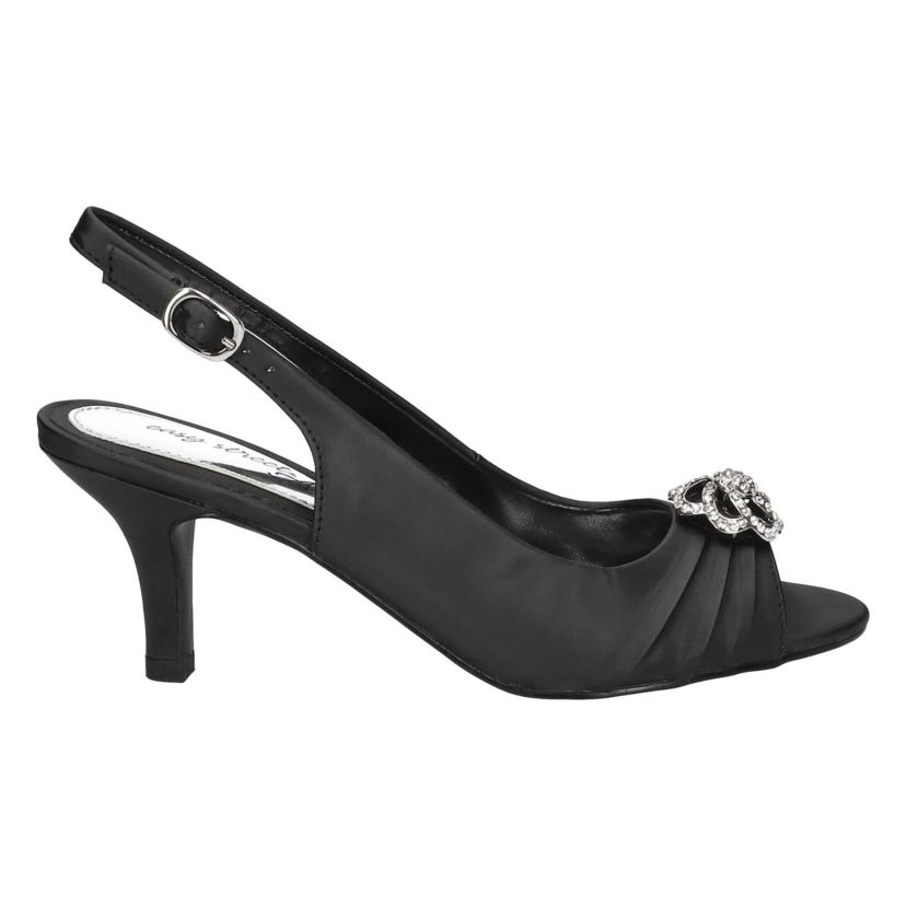 womens black dress sandals low heel Easy Street Women's Poise Slingback Sandals-Navy Satin 7.5N related:binita-mini-dress-chiffon-black-5 Brooks Brothers Men's Explorer Size:32 Short The low block heel