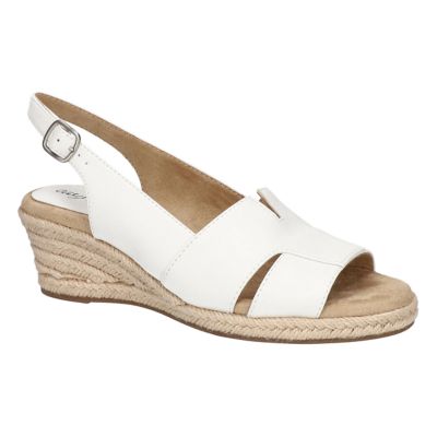 Easy Street Women's Resort Espadrille Wedge Sandals, White, 11W