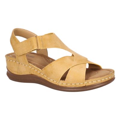 Easy Street Women's Lani Wedge Sandals, Beige, 9.5W