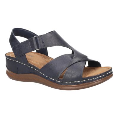 Easy Street Women's Lani Wedge Sandals, Navy Blue, 7M