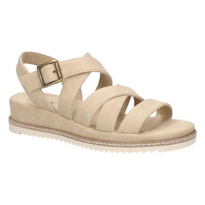 Easy Street Women's Madeline Platform Wedge Sandals, Beige, 9.5WW