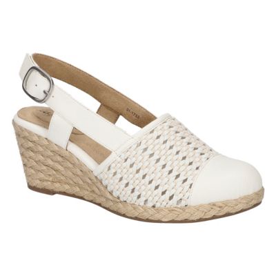 Easy Street Women's Taffy Espadrille Wedges, White, 10WW