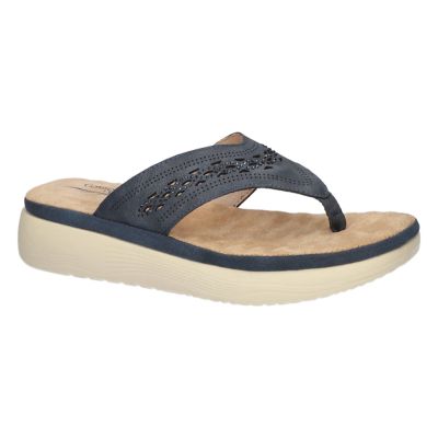 Easy Street Women's Sonny Platform Thong Sandals, Navy Blue, 8.5M
