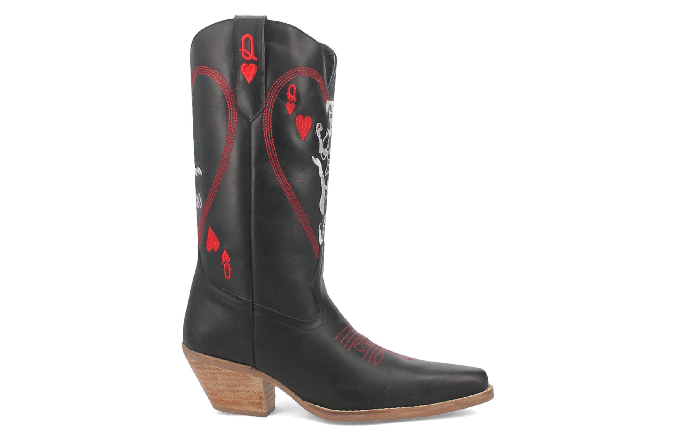 QUEEN A HEARTS  LEATHER BOOT