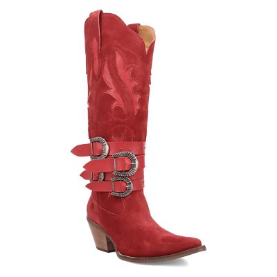 Dingo Women's Buck Wild Suede Leather Boot, Red, 11M