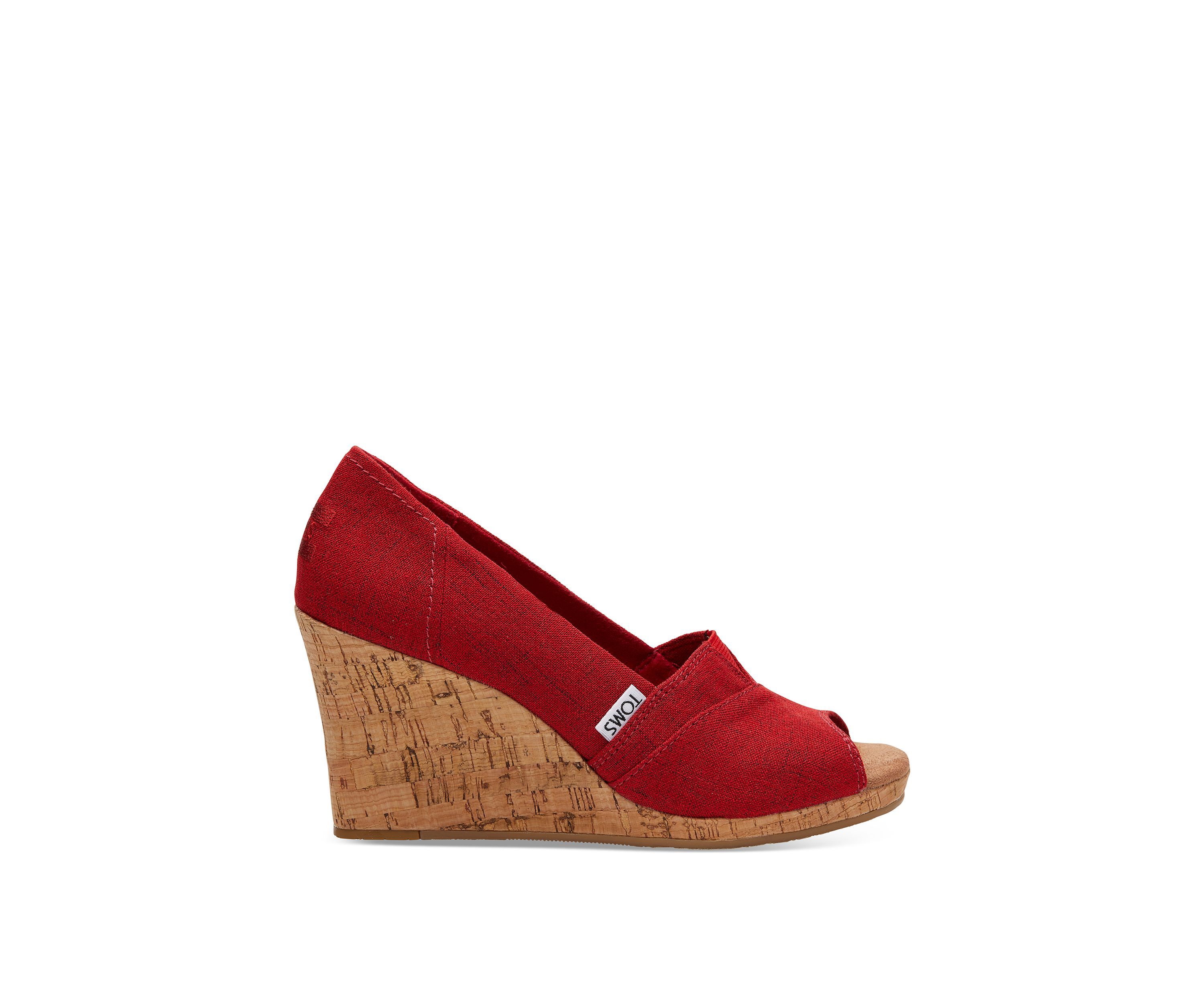 Red Crosshatch Classic Wedge Sandals