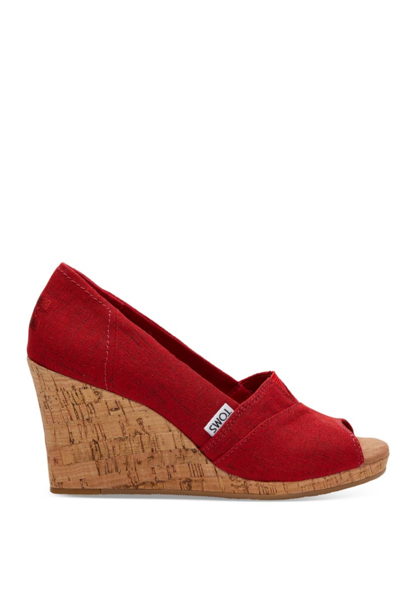 Red Crosshatch Classic Wedge Sandals
