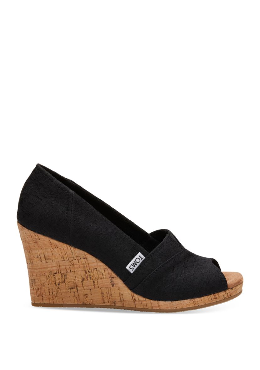 Black Woven Classis Wedges