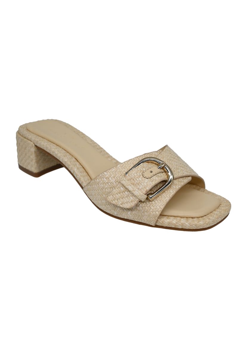 Athena Buckle Heeled Slide Sandals