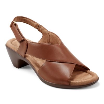 Easy Spirit Women's Chantal Open Toe Strappy Block Heel Sandals, Brown, 6W