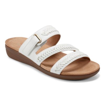 Easy Spirit Women's Bateson Slip-on Open Toe Casual Sandals, White, 11M