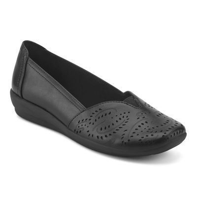 Easy Spirit Women's Anika Slip-On Casual Flats, Black, 9WW
