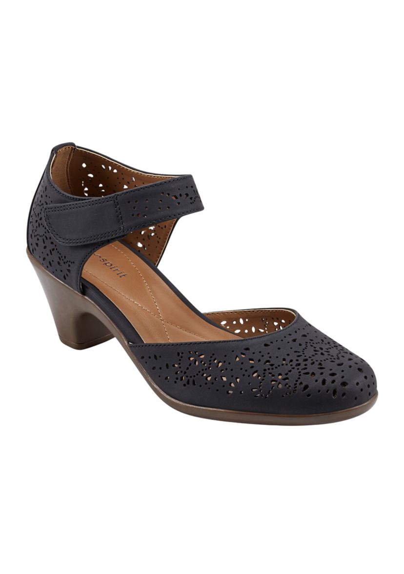 Carlee Round Toe Block Mary Jane Dress Heels