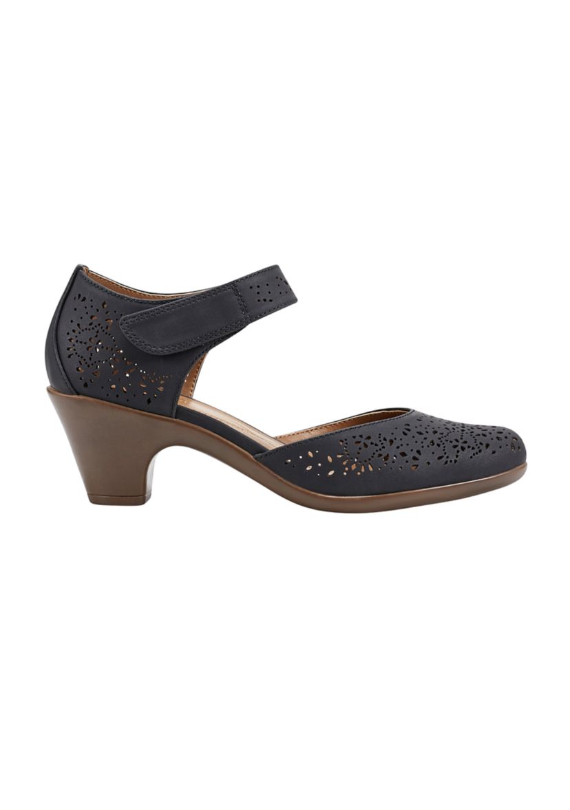 Carlee Round Toe Block Mary Jane Dress Heels