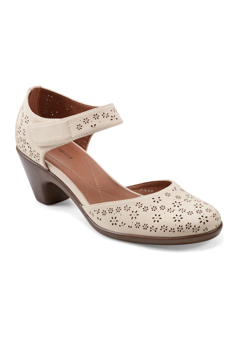Caty Round Toe Cone Heel Pumps