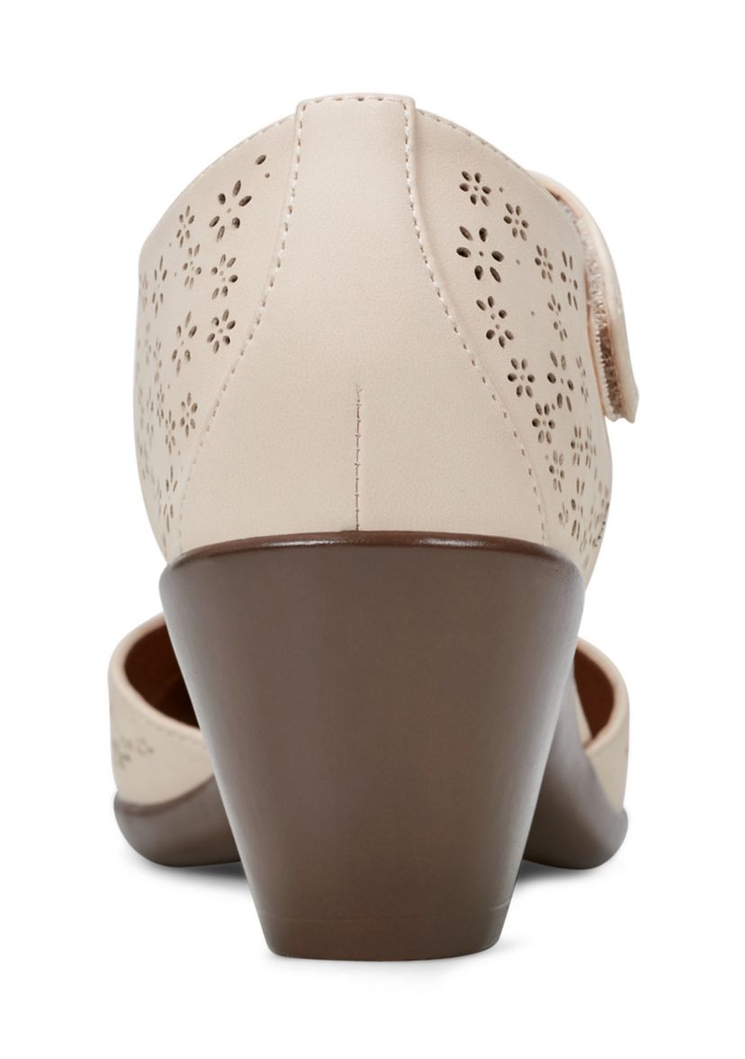 Caty Round Toe Cone Heel Pumps