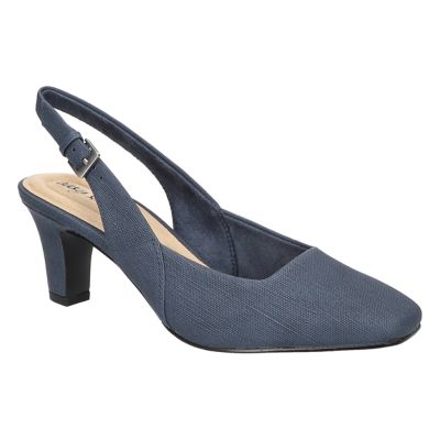 Easy Street Women's Ritsa Square Toe Slingback Pumps, Navy Blue, 11WW