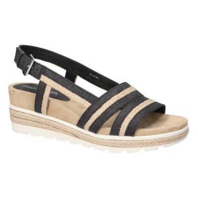 Easy Street Women's Mel Wedge Sandals, Black, 8.5W
