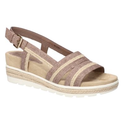 Easy Street Women's Mel Wedge Sandals, Light Brown, 11W