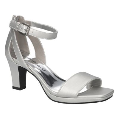 Easy Street Women's Ro Square Toe Heeled Sandals, Silver, 10W