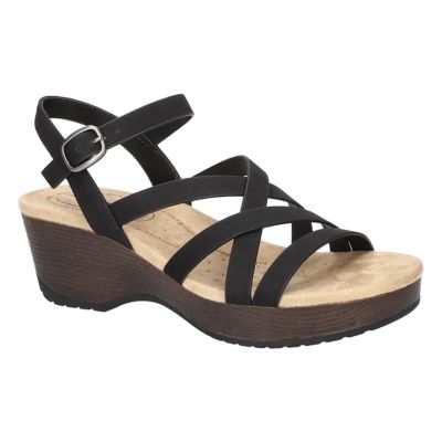 Easy Works by Easy Street Women's Monroe Slip-Resistant Sandals, Black, 11WW