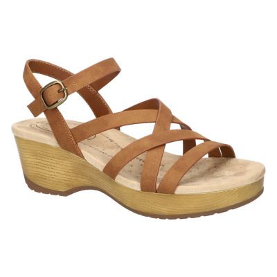 Easy Works by Easy Street Women's Monroe Slip-Resistant Sandals, Tan, 9.5W