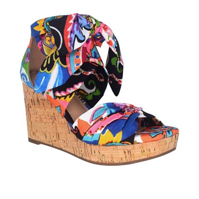 Olemah Ankle Wrap Wedge Sandal with Memory Foam