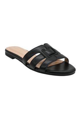 Crown & Ivy Women's Nicole One Band Slide Sandals, Black, 10M