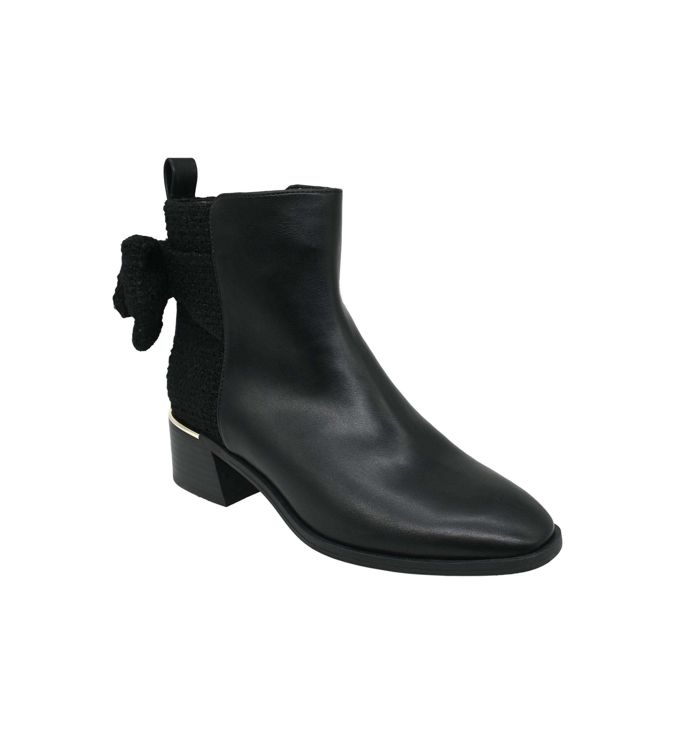 Cindy Bow Block Heel Booties