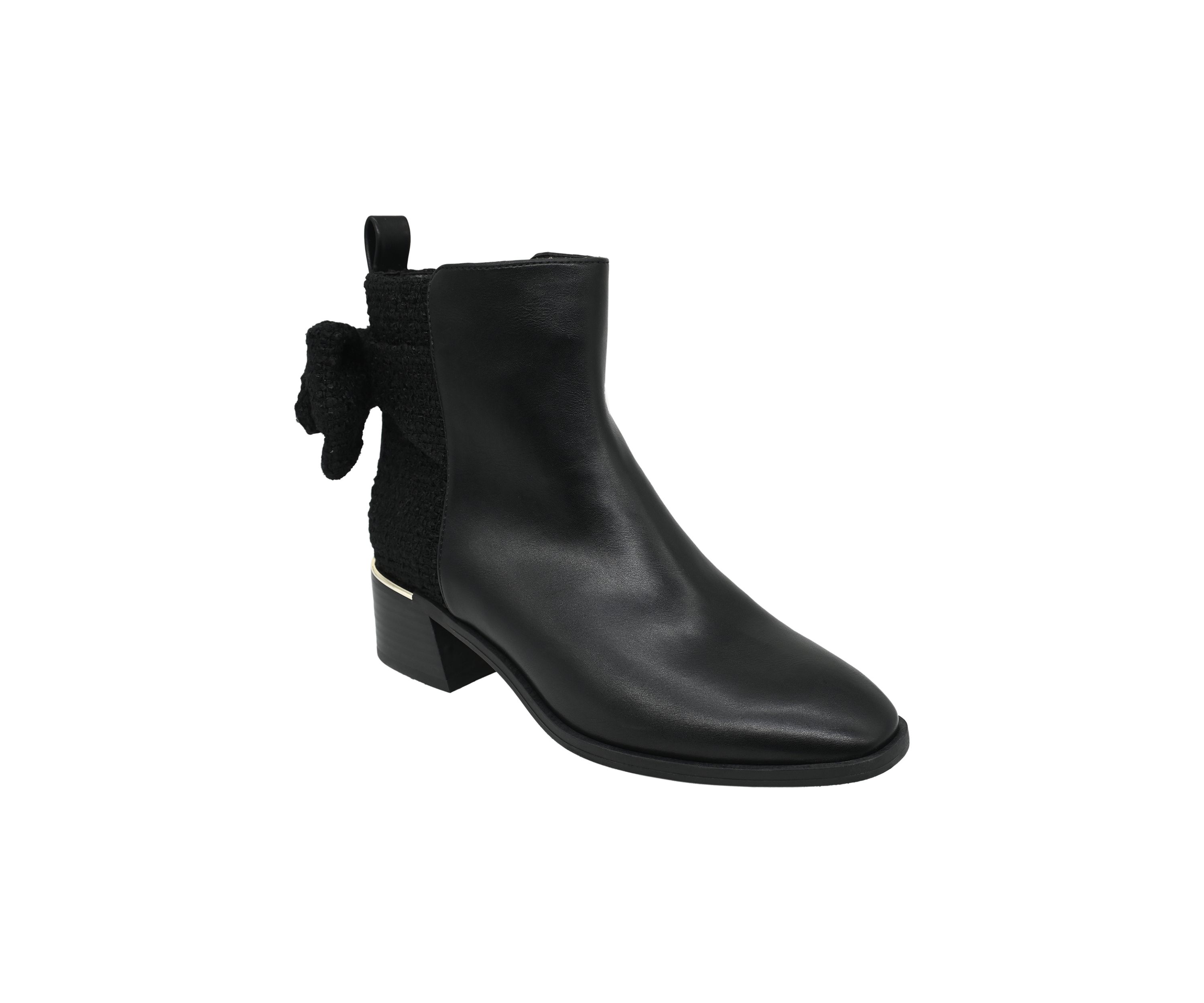 Cindy Bow Block Heel Booties