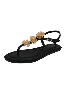 Crown & Ivy Women's Lily Thong Sandals, Black, 9.5M