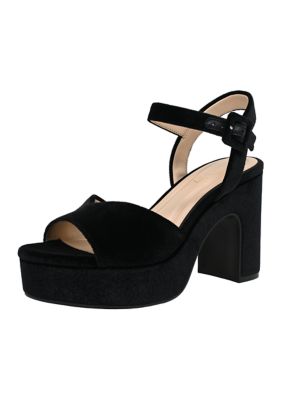 Crown & Ivy Women's Rae Velvet Platform Sandals, Black, 11M