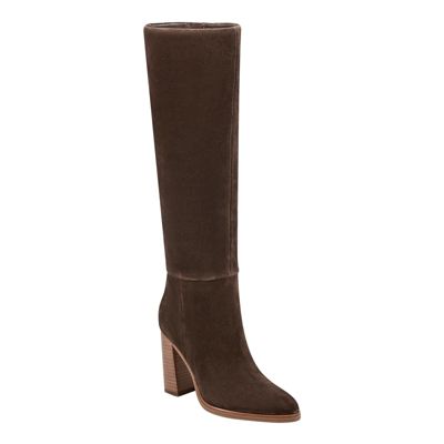 Marc Fisher LTD Women's Lannie Pointy Toe Block Heel Dress Boots, Dark Brown, 8M