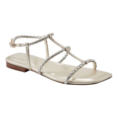 Marc Fisher LTD Women's Maze Square Toe Flat strappy Sandals, Gold, 8M