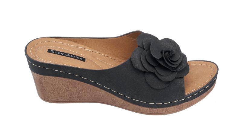 Womens Floral Slip-On Wedge