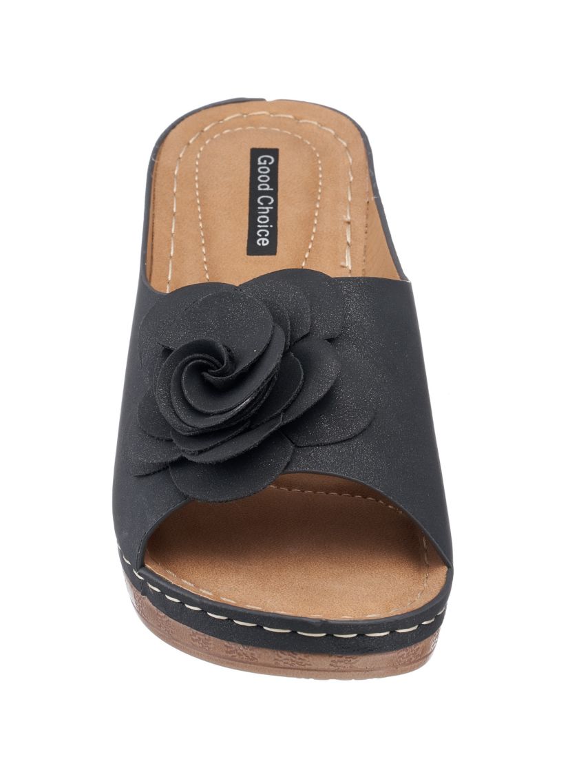Womens Floral Slip-On Wedge