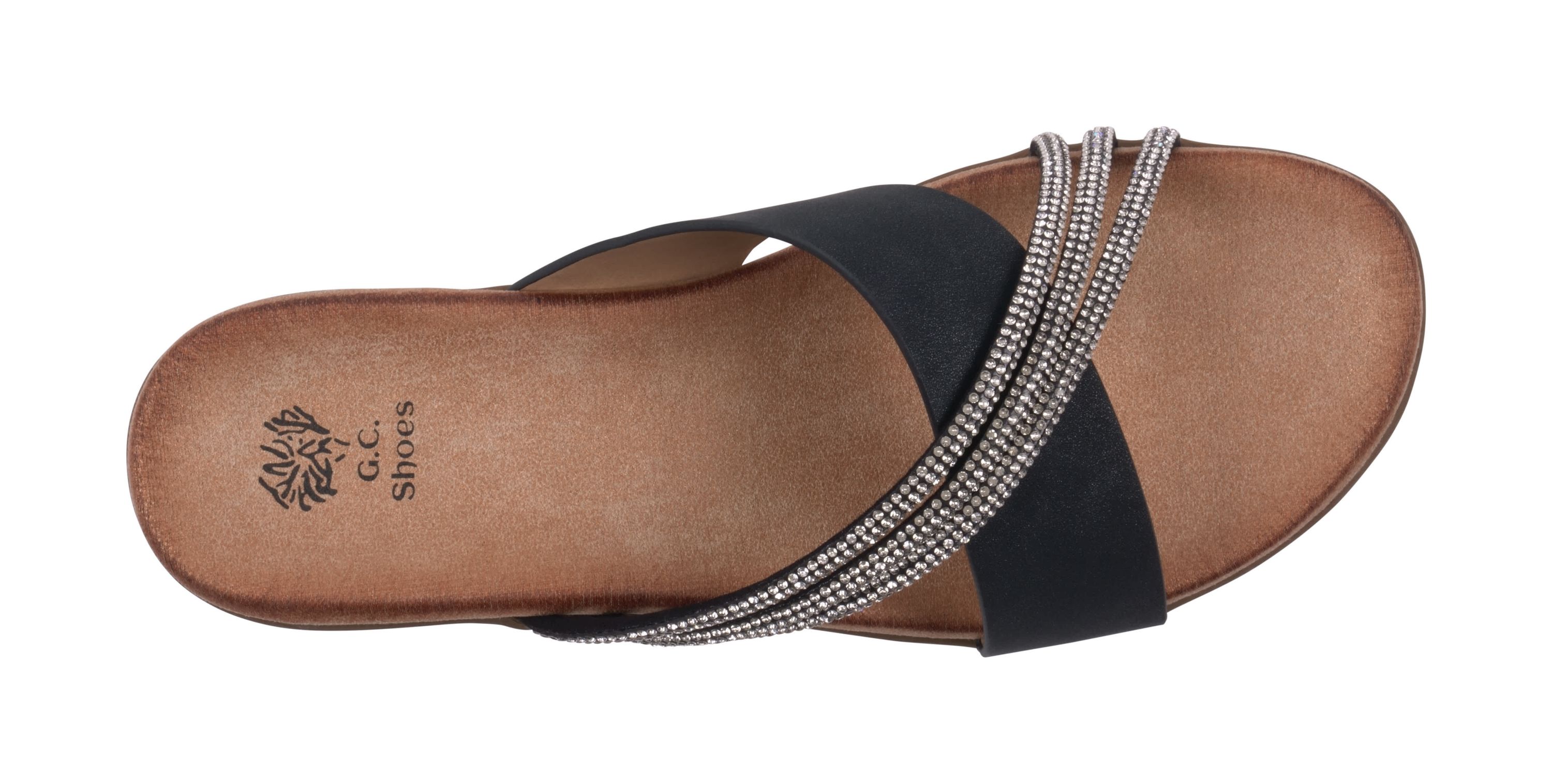 Womens Criss Cross Rhinestone Slide