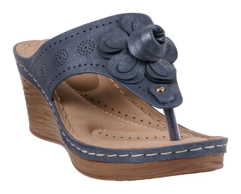 Womens Floral Slip-On Wedge