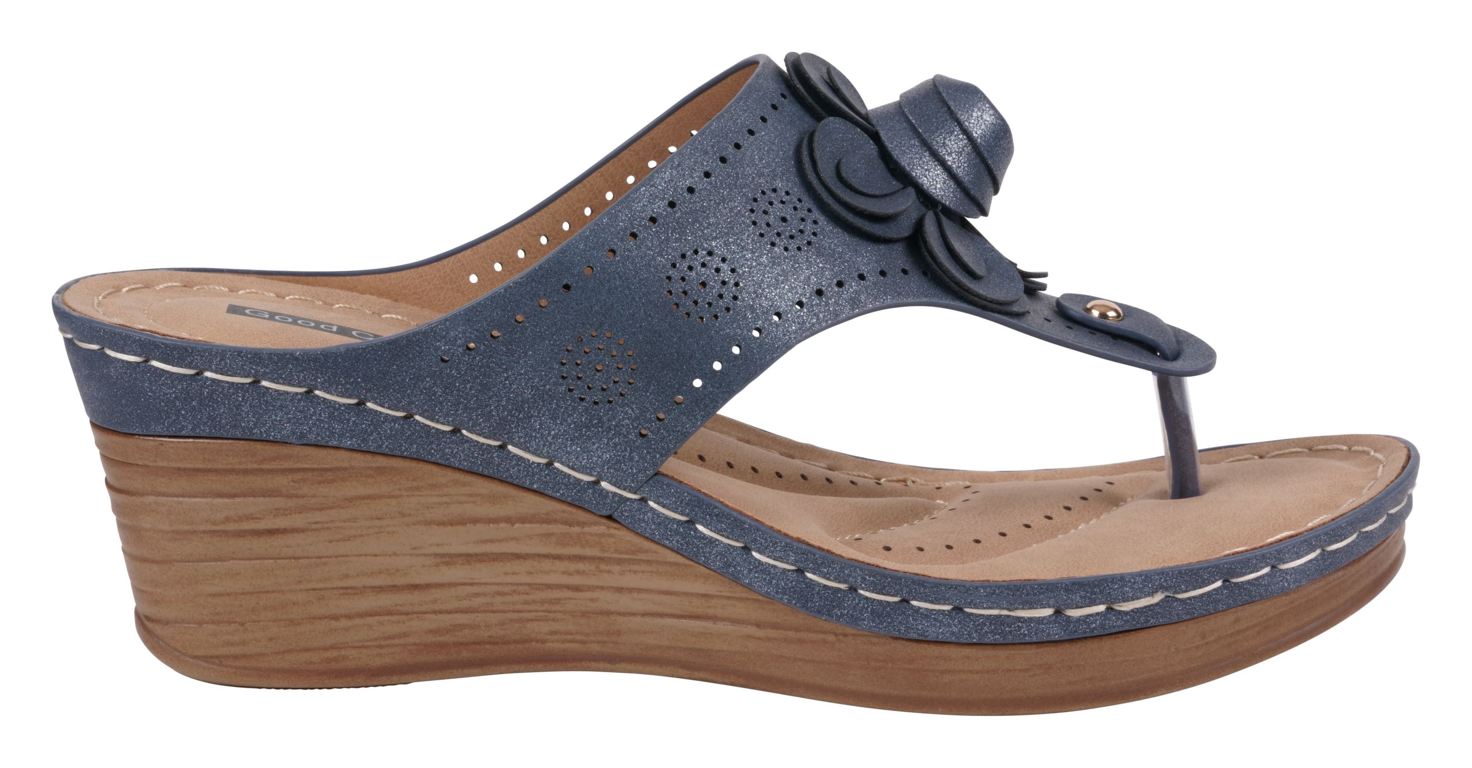 Womens Floral Slip-On Wedge