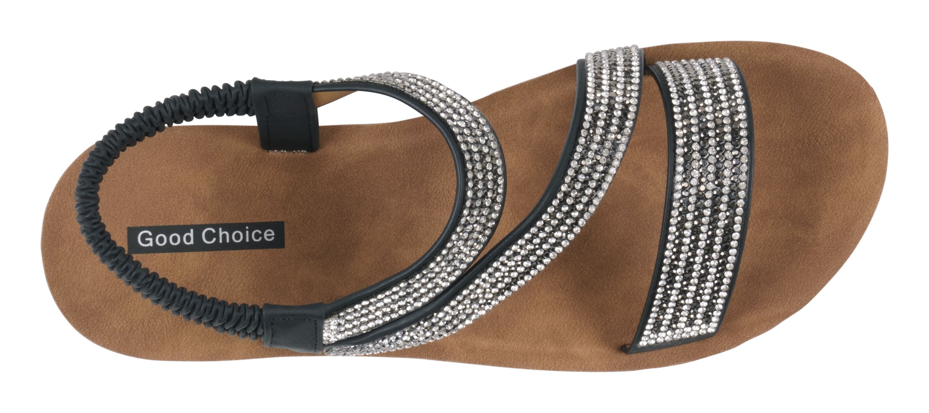 Womens Rhinestone Strap Wedge Sandal
