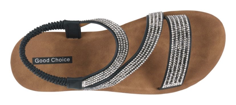 Womens Rhinestone Strap Wedge Sandal