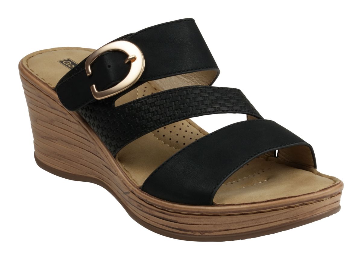 Womens Buckle Strap Wedge Sandal