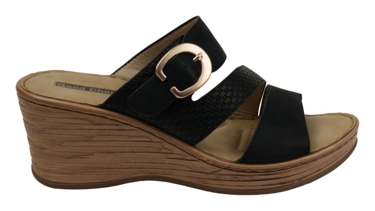 Womens Buckle Strap Wedge Sandal