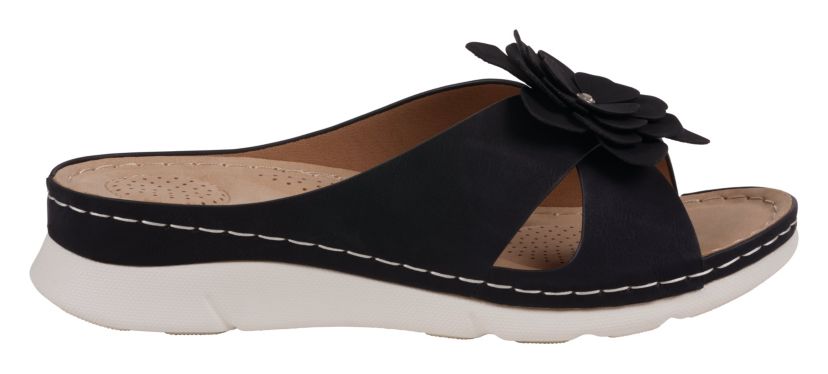 Womens Floral Accent Low Wedge Sandal