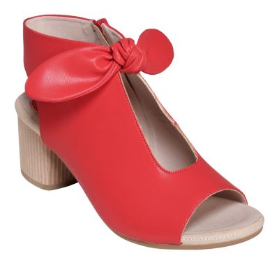 GC Shoes Women's Block Heel Shootie, Red, 7.5M